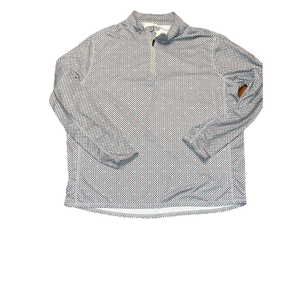 1764 Quarter Zip Pullover Mens L Gray Navy Orange Performance Golf Mock Neck